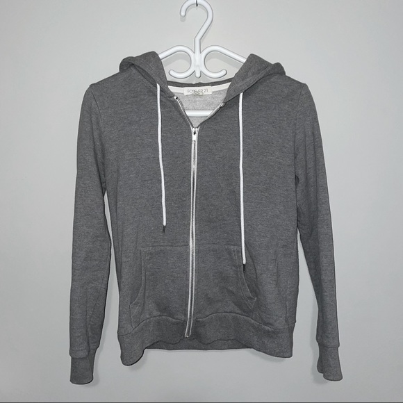 Grey Forever 21 Zip Up Hoodie - Picture 1 of 3